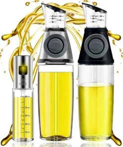 W&Z® Oliefles Met Schenktuit - Olijfolie- & Azijnstel – 500ml - Doseerfles - Navulbaar -Olijfolie Sprayer - BBQ Accesories