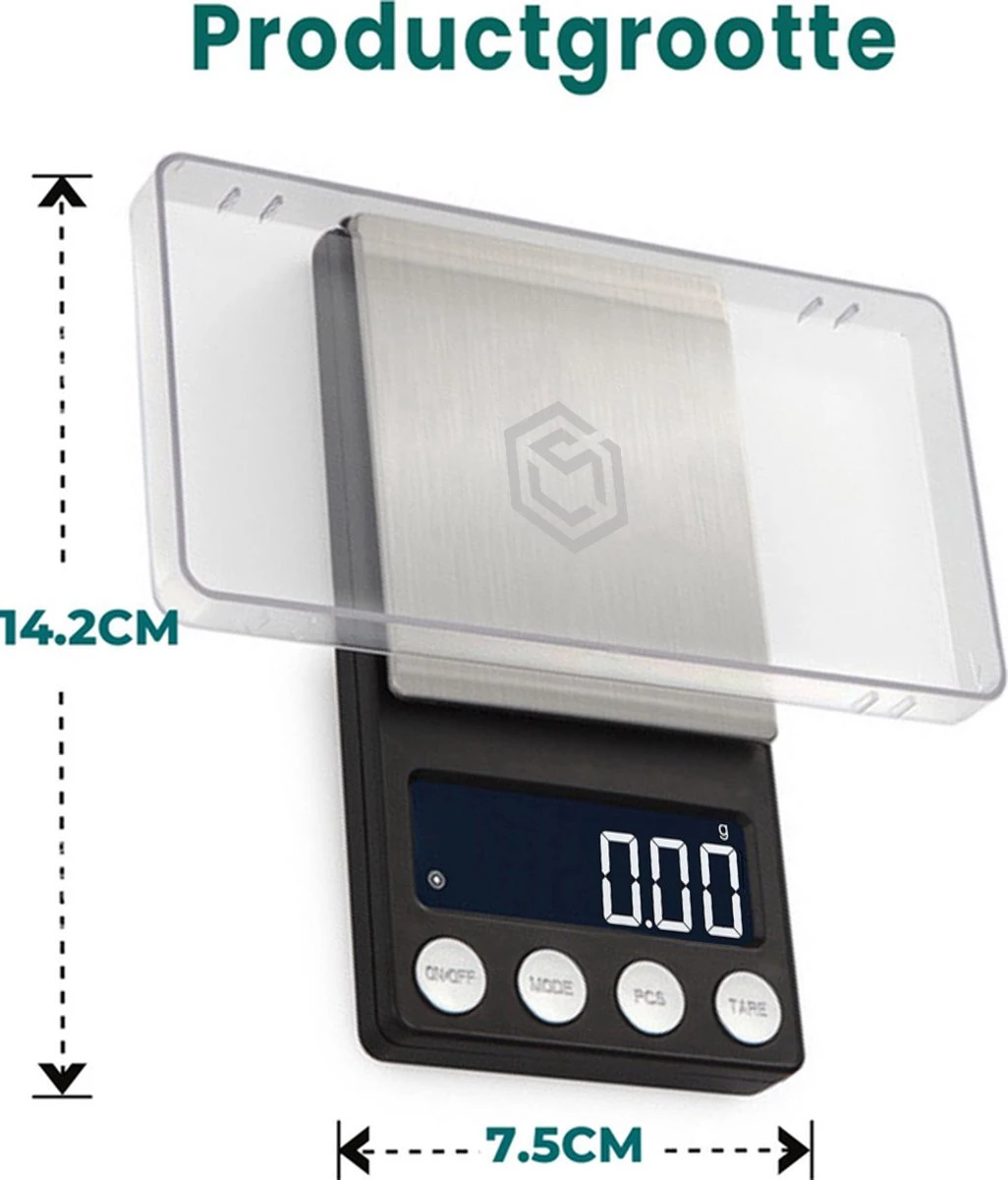 Ease Electronicz Digitale Mini Precisie Keukenweegschaal - 0,01 Tot 500 Gram - 14.2 X 7.5 Cm - Pocket Scale Op Batterij - Weegschaal Keuken 4 Ease Electronicz Digitale Mini Precisie Keukenweegschaal - 0,01 Tot 500 Gram - 14.2 X 7.5 Cm - Pocket Scale Op Batterij - Weegschaal Keuken - Afbeelding 2