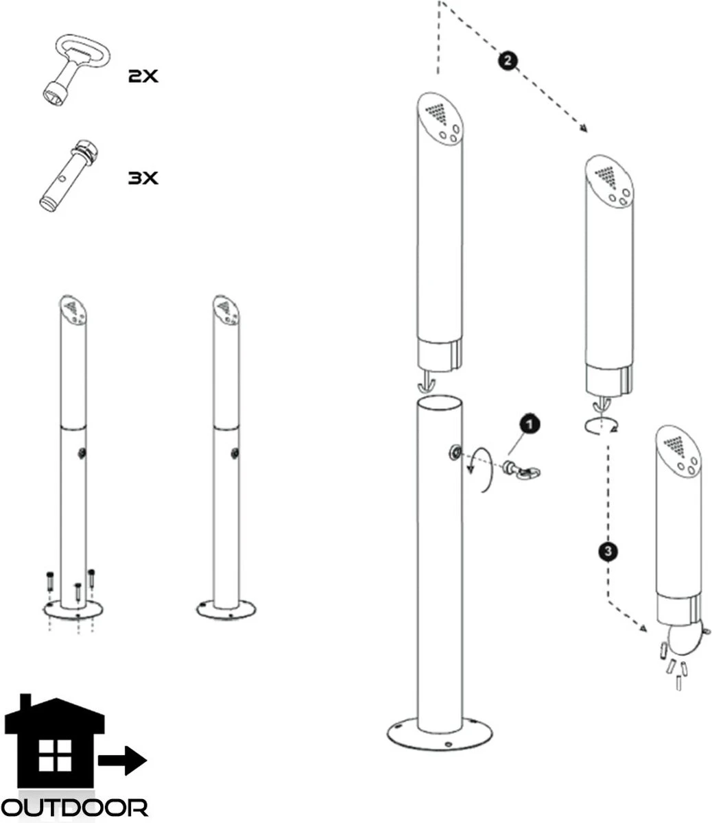 BRASQ RVS Asbak Staand Met 2 Liter Inhoud- Rookpaal - Peukenzuil - AT300 9 BRASQ RVS Asbak Staand Met 2 Liter Inhoud- Rookpaal - Peukenzuil - AT300 - Afbeelding 7