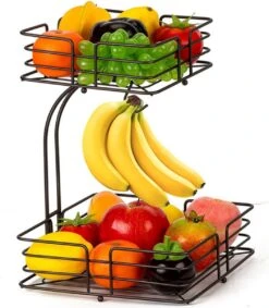 SensaHome - Fruitmand Met Bananenhouder - Vierkant 2-Laags Zwart - Fruitschaal - Etagere - Metaal - Industrial - Modern 34 SensaHome - Fruitmand Met Bananenhouder - Vierkant 2-Laags Zwart - Fruitschaal - Etagere - Metaal - Industrial - Modern -KitchenAids Winkel 1046x1200