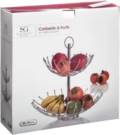 Dubbele Etagere Fruitschaal/fruitmand Rond Zilver Metaal 36 X 40 Cm - Fruitschalen/fruitmanden - Draadmand Van Metaal -KitchenAids Winkel 1069x1200