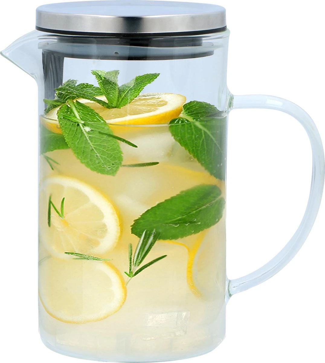 Alpina Karaf Met Deksel 1 Liter Glas/rvs Transparant/zilver 3 Alpina Karaf Met Deksel 1 Liter Glas/rvs Transparant/zilver