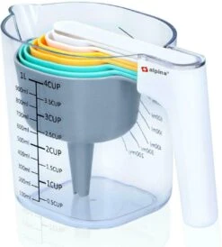 Alpina Maatbeker Set 9-delig Tot 1 Liter (Inclusief Trechter En Roerstaaf) - Measuring Cups & Spoons - Stapelbaar - Modern Design -KitchenAids Winkel 1082x1200 1