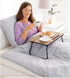 Dienblad - Uitklapbare Pootjes - Zwart Metaal - Ontbijt Op Bed - MDF - 52x30x22 Cm -KitchenAids Winkel 1088x1200 5