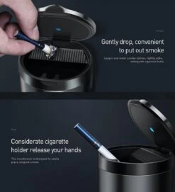 Baseus - Premium Auto Asbak + LED Light - Vlambestendig - Car Ashtray - Zwart -KitchenAids Winkel 1093x1200