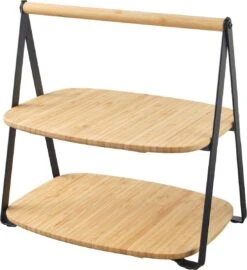 OMID HOME Bamboe Etagere 2-laags / High Tea Serveerplateau / Tapas Kaasplankje/ Borrelplank /