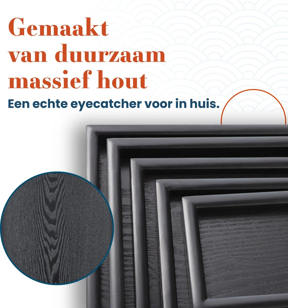 MIRO Houten Dienblad Vierkant - Decoratieve Dienbladen - Serveerblad - Sierblad - 30 X 30 CM - Zwart 7 MIRO Houten Dienblad Vierkant - Decoratieve Dienbladen - Serveerblad - Sierblad - 30 X 30 CM - Zwart - Afbeelding 5