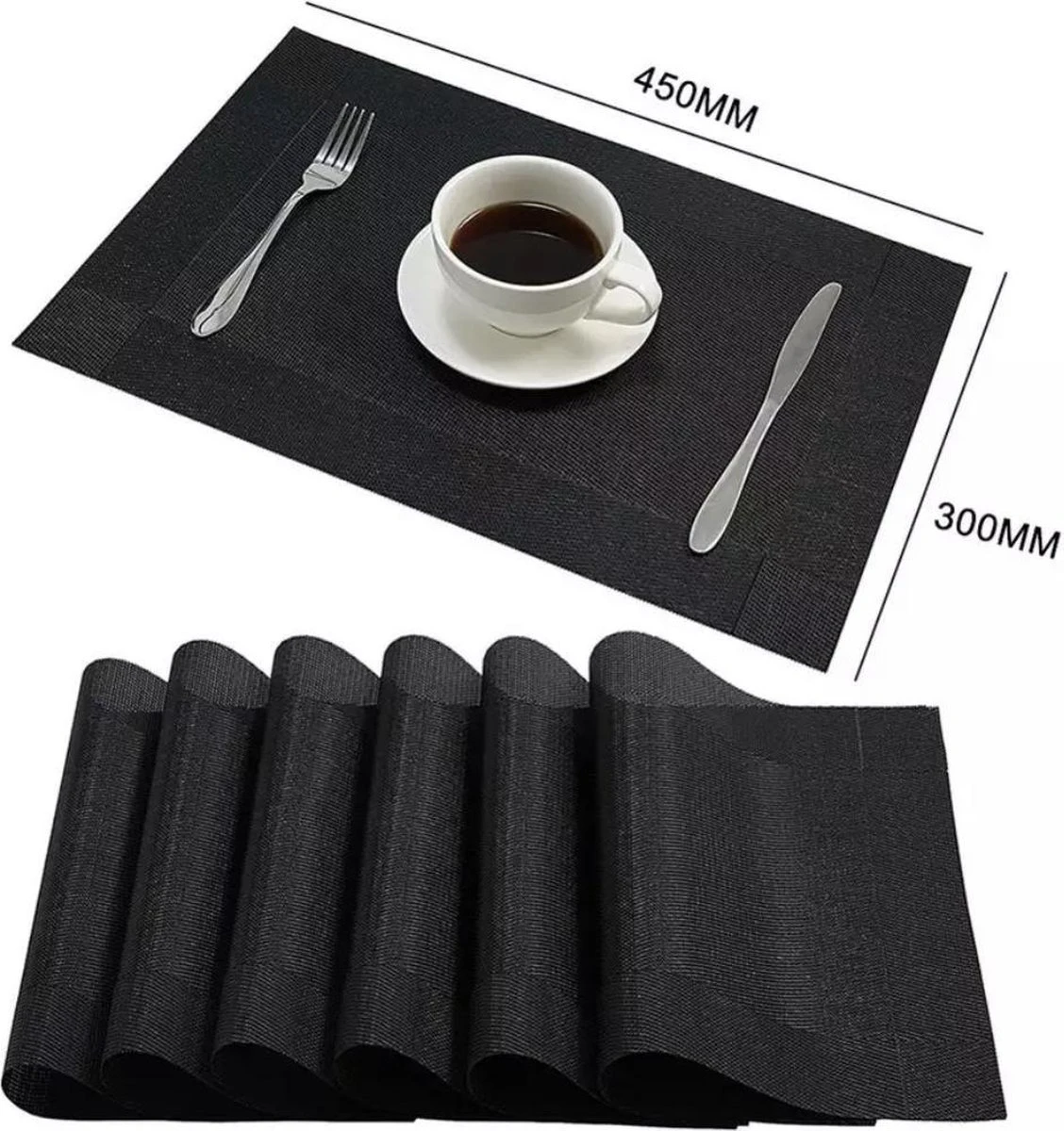 Merkloos De Millennials Duurzame Placemats 4 Stuks - Zwart - Decoratie - Hittebestendig - Makkelijk Schoon - Fijngeweven PVC - Herbruikbare - Keukenaccessoires - Cadeau 5 Merkloos De Millennials Duurzame Placemats 4 Stuks - Zwart - Decoratie - Hittebestendig - Makkelijk Schoon - Fijngeweven PVC - Herbruikbare - Keukenaccessoires - Cadeau - Afbeelding 3