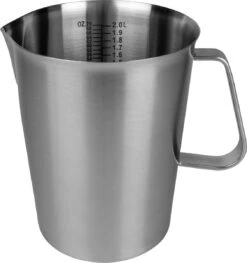 Krumble Maatbeker Met Schenktuit - Maatbekers - Meetbeker Voor Koken En Bakken - Maatkan - Kookgerei - Mengbeker - Blender Beker - RVS - 2 Liter - 14,5 X 17 X 14,5 Cm (lxbxh) - Zilver