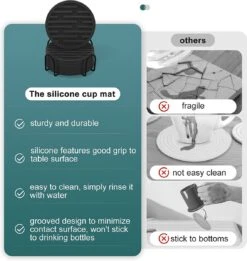 BOTC Siliconen Onderzetters Met Houder - Set Van 10 - Onderzettersset - Onderzetters Voor Glazen - Zwart -KitchenAids Winkel 1135x1200