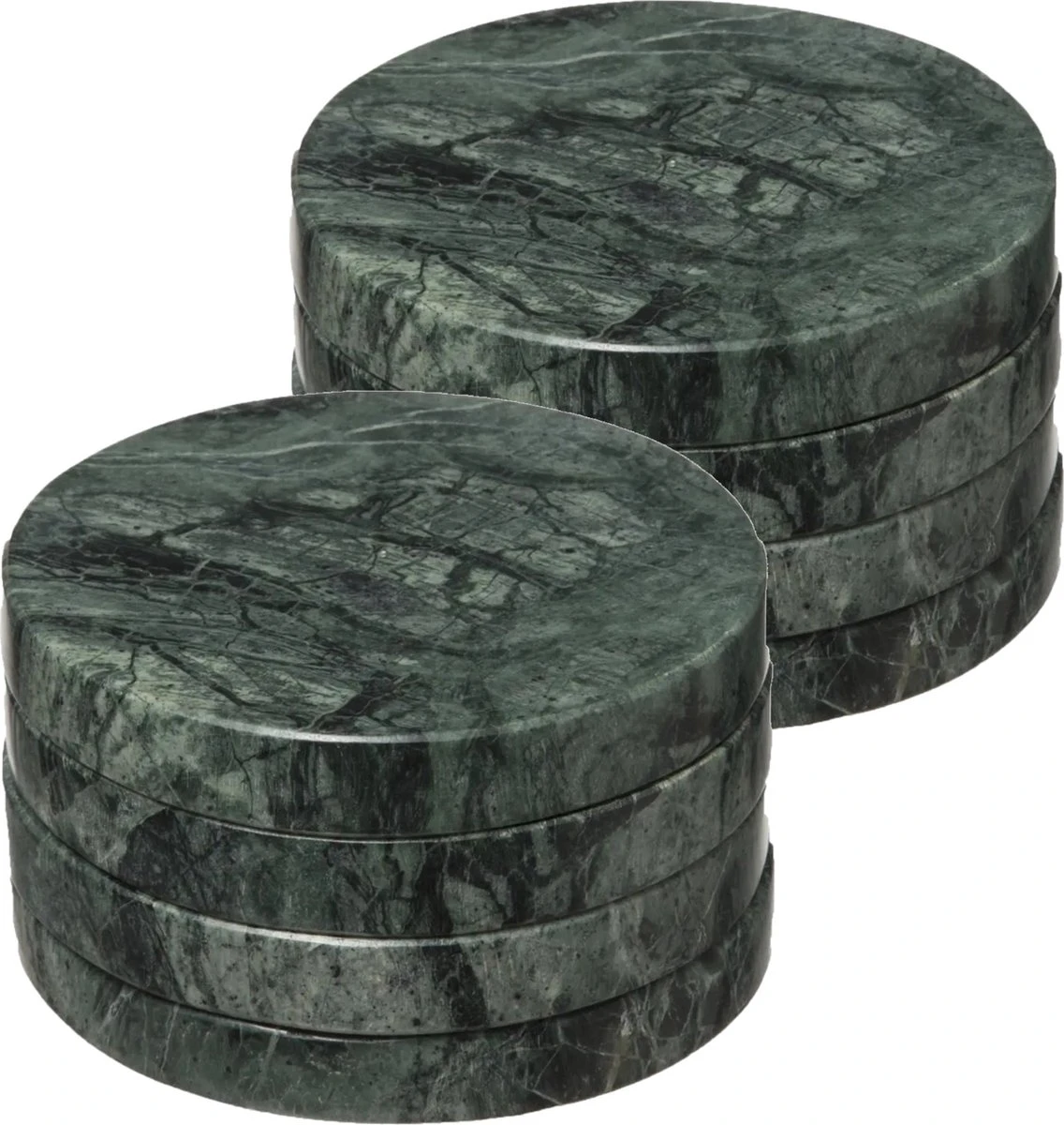 Set Van 8x Ronde Onderzetters Voor Glazen D10 Cm Groen Marmer 3 Set Van 8x Ronde Onderzetters Voor Glazen D10 Cm Groen Marmer