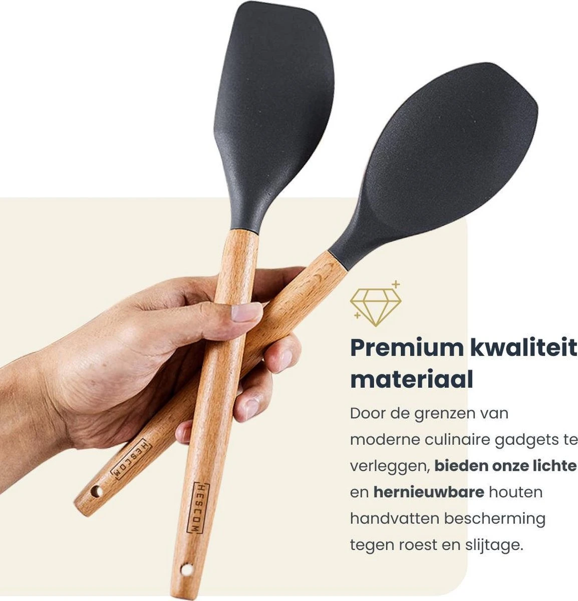 Hescom Siliconen Pannenlikker Met Anti-aanbaklaag - Keukengerei Met Ergonomisch Design - Hittebestendig - Vaatwasservriendelijk 6 Hescom Siliconen Pannenlikker Met Anti-aanbaklaag - Keukengerei Met Ergonomisch Design - Hittebestendig - Vaatwasservriendelijk - Afbeelding 4