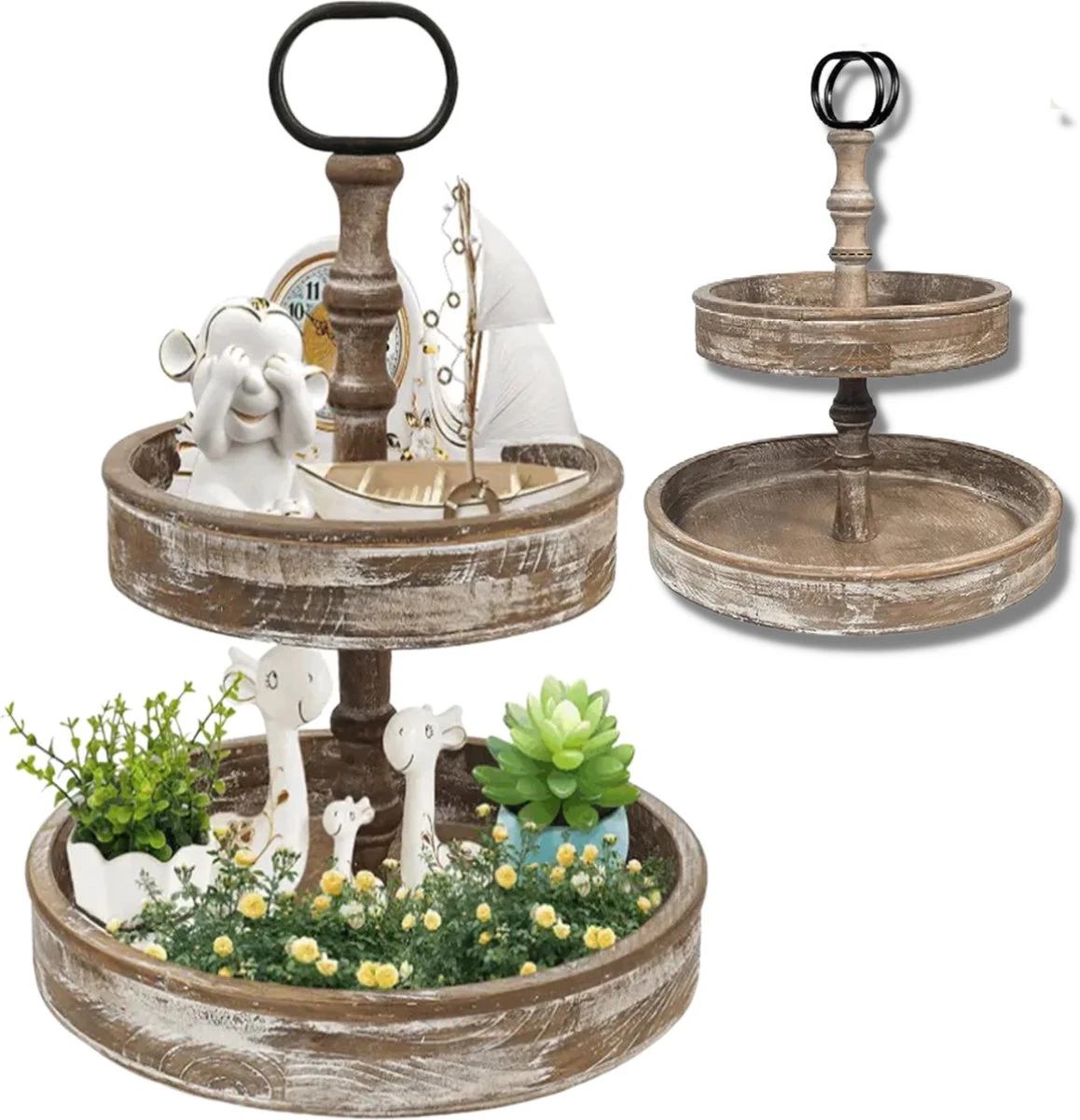 Pazzo Goods - Etagere - 2 Laags - Landelijk - Houten Etagere - 3 Pazzo Goods - Etagere - 2 Laags - Landelijk - Houten Etagere -