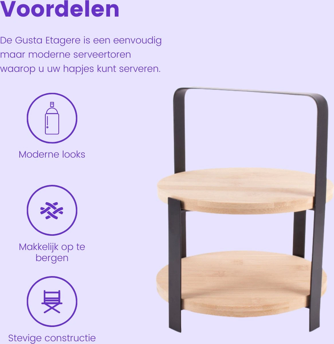 Gusta - Etagere - Serveertoren - 2 Laags - ø21,5x26,5cm 4 Gusta - Etagere - Serveertoren - 2 Laags - ø21,5x26,5cm - Afbeelding 2