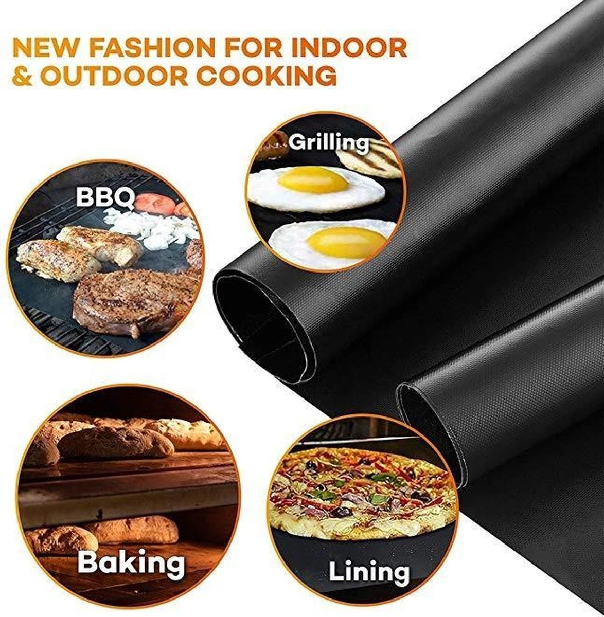 3 + 1 GRATIS: BBQ Matjes 3 Stuks - Grill Mat - Barbecue Accessoires - Oven Mat 4 3 + 1 GRATIS: BBQ Matjes 3 Stuks - Grill Mat - Barbecue Accessoires - Oven Mat - Afbeelding 2