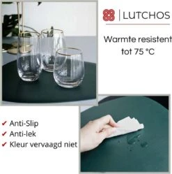 LUTCHOS Placemat Set - 12 Delig - Glorious Green - Lederlook - Waterafstotend - Krasbestendig -KitchenAids Winkel 1188x1200