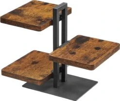 ACAZA Serveertoren Uit 3 Planken, Serveerset, Vintage Bruin