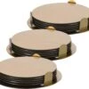 Excellent Houseware 18x Onderzetters Goud RVS Rond Met Houder 8,5 Cm Voor Glazen/bekers/kopjes