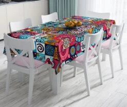 De Groen Home Bedrukt Velvet Textiel Tafelkleed - Multi Patroon - Fluweel - 135x220