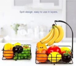 SensaHome - Fruitmand Met Bananenhouder - Vierkant 2-Laags Zwart - Fruitschaal - Etagere - Metaal - Industrial - Modern 23 SensaHome - Fruitmand Met Bananenhouder - Vierkant 2-Laags Zwart - Fruitschaal - Etagere - Metaal - Industrial - Modern -KitchenAids Winkel 1200x1036