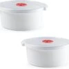 2x Stuks Magnetron Voedsel Opwarmen Potjes/bakjes 3 Liter Met Speciale Deksel - 25 X 23 X 10 Cm -KitchenAids Winkel 1200x1042