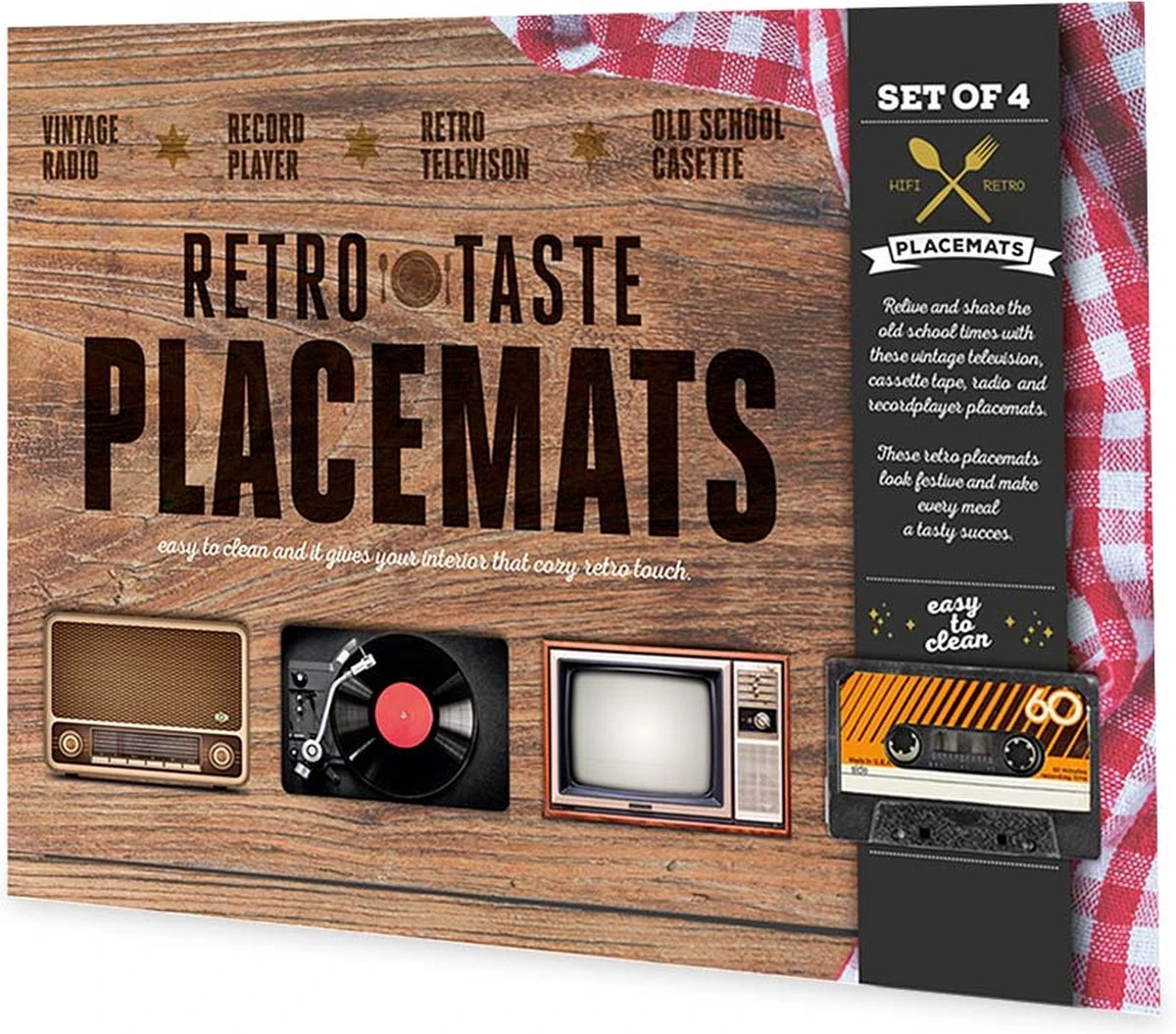 MikaMax Retro Placemats - Onderleggers - Vintage Look - Set Van 4 - Stevige Kwaliteit - 3mm Dik - 45x28cm - Incl. Design Hoes - Jaren 70 7 MikaMax Retro Placemats - Onderleggers - Vintage Look - Set Van 4 - Stevige Kwaliteit - 3mm Dik - 45x28cm - Incl. Design Hoes - Jaren 70 - Afbeelding 5