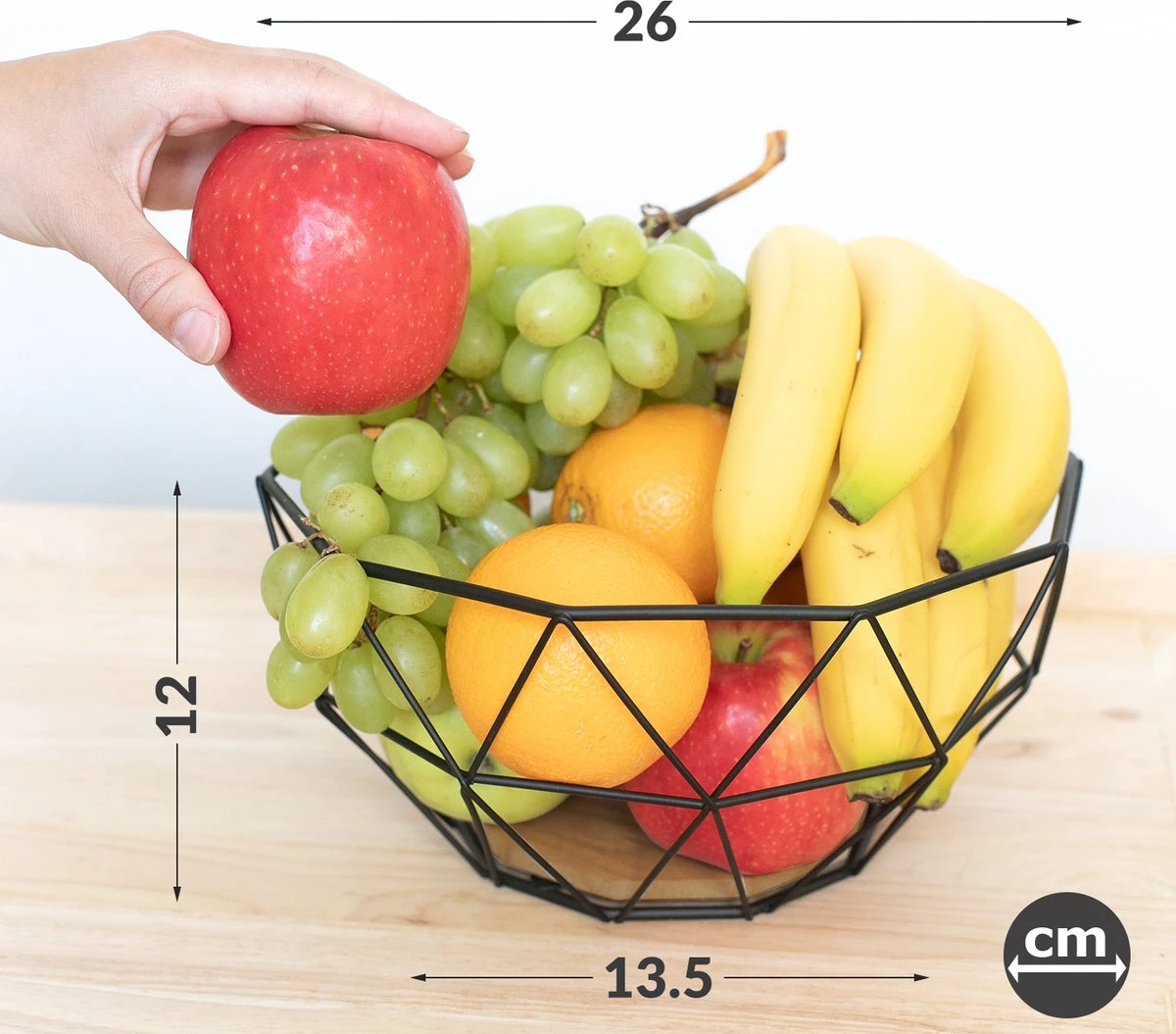 Chefarone Fruitschaal Zwart - Fruitmand - Groentemand - Broodmand - Metaal & Hout 4 Chefarone Fruitschaal Zwart - Fruitmand - Groentemand - Broodmand - Metaal & Hout - Afbeelding 2