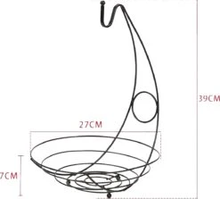 Merkloos Fruitmand Met Banaanhouder – Fruitschaal Zwart – Fruitmand Zwart Metaal – Bananenhouder – Fruitmand Hangend - Decoratieve Schaal – Keuken – 27x27x39 -KitchenAids Winkel 1200x1085
