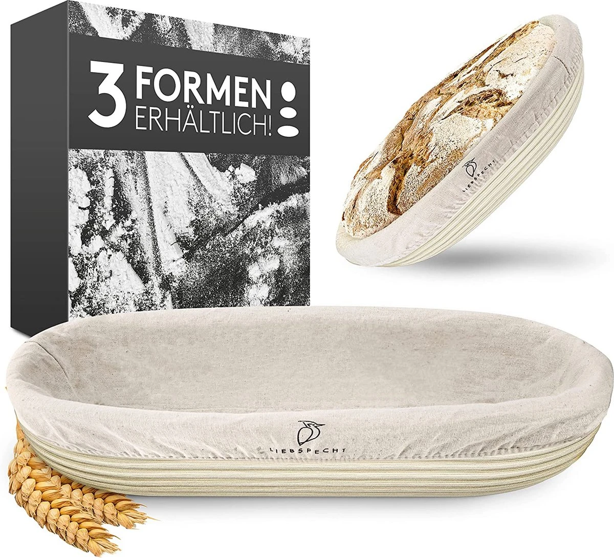 Liebspecht® Hoogwaardige Fermentatiemand Ovaal (Ø 35 Cm) - Pedditube Fermentatiemand Met Wasbaar Linnen Inzetstuk - Optimaal Voor 1 Kg Deeg - Het Perfecte Brood Bakken Accessoires - Natuurlijke Rijsmand, Broodmand 3 Liebspecht® Hoogwaardige Fermentatiemand Ovaal (Ø 35 Cm) - Pedditube Fermentatiemand Met Wasbaar Linnen Inzetstuk - Optimaal Voor 1 Kg Deeg - Het Perfecte Brood Bakken Accessoires - Natuurlijke Rijsmand, Broodmand