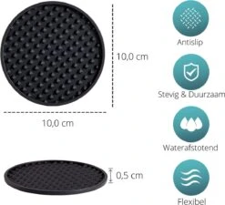 Castagnola Siliconen Onderzetters Met Houder – Onderzetters Voor Glazen – Onderzetters Design – Onderzettersset – Drink Onderzetters – Hoogwaardige Siliconen – Set Van 14 – Zwart -KitchenAids Winkel 1200x1091 4