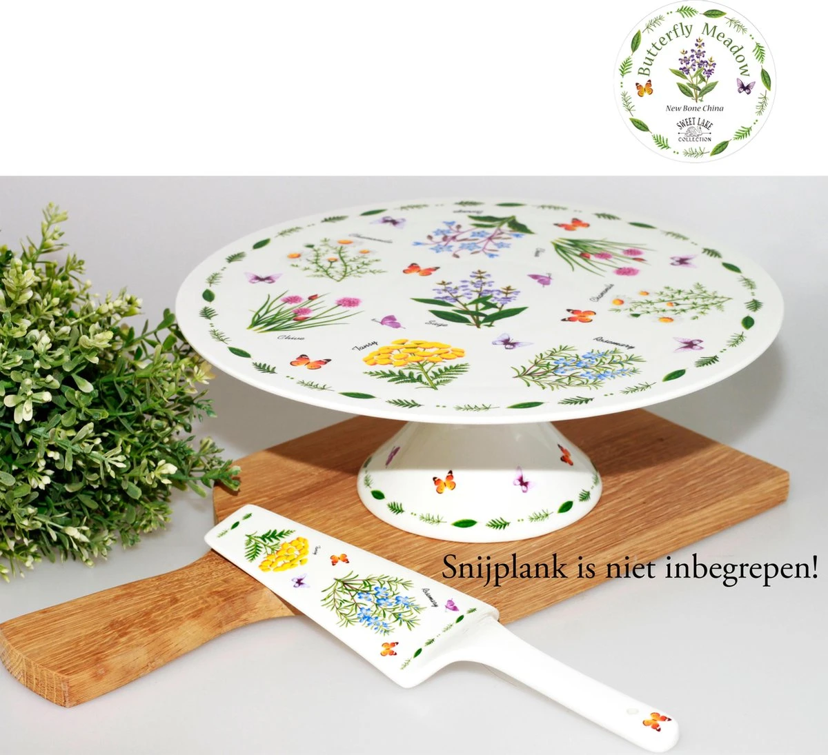 SLC-Taartplateau Op Voet Met Taartschep Butterfly Meadow-taartschaal-cakeschaal,taart Standaard 3 SLC-Taartplateau Op Voet Met Taartschep Butterfly Meadow-taartschaal-cakeschaal,taart Standaard