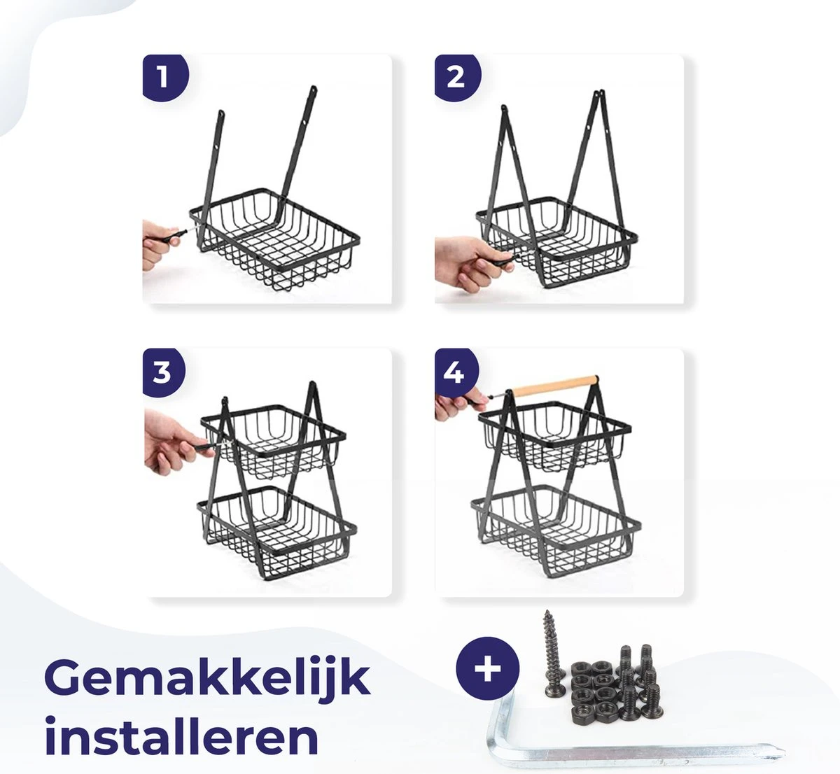 Fruitschaal Etagere 2 Lagen Voor Keuken - Large - 30x18x32 - Fruitmand Zwart Metaal - Keuken Organizer - Industrieel 7 Fruitschaal Etagere 2 Lagen Voor Keuken - Large - 30x18x32 - Fruitmand Zwart Metaal - Keuken Organizer - Industrieel - Afbeelding 5