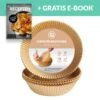 LuZana Airfryer Bakpapier 50 Stuks – Heteluchtfriteuse Wegwerp Bakjes – Ook Geschikt Voor Oven, Stomer & Magnetron – Airfryer Accesoires – Bruin - Bakpapier - Airfryer - INCLUSIEF GRATIS E-BOOK -KitchenAids Winkel 1200x1107 1