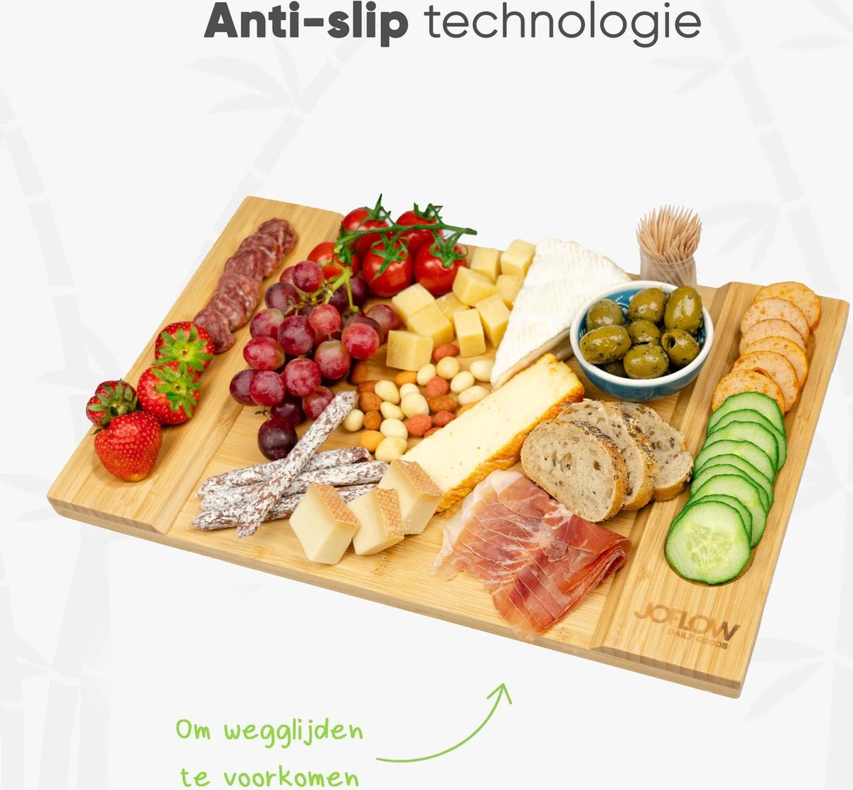 JoFlow® Premium Borrelplank Of Tapasplank Bamboe Hout | Kaasplank Of Serveerplank| INCL. EXTRA Tapas Schaaltje 7 JoFlow® Premium Borrelplank Of Tapasplank Bamboe Hout | Kaasplank Of Serveerplank| INCL. EXTRA Tapas Schaaltje - Afbeelding 5