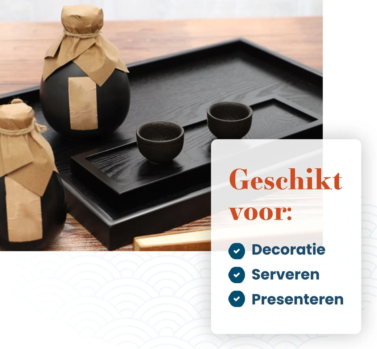 MIRO Houten Dienblad Vierkant - Decoratieve Dienbladen - Serveerblad - Sierblad - 33 X 33 CM - Zwart 7 MIRO Houten Dienblad Vierkant - Decoratieve Dienbladen - Serveerblad - Sierblad - 33 X 33 CM - Zwart - Afbeelding 5