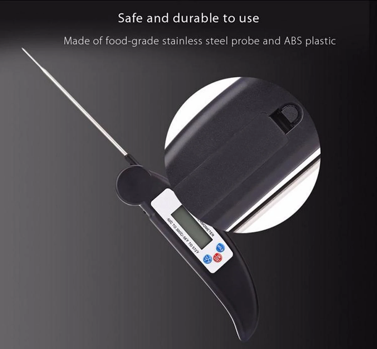 Gohh Digitale Vleesthermometer - Kookthermometer - Suikerthermometer - Inklapbare Sonde - BBQ Thermometer - LCD Scherm - Meter Tot 300 °C - Zwart 13 Gohh Digitale Vleesthermometer - Kookthermometer - Suikerthermometer - Inklapbare Sonde - BBQ Thermometer - LCD Scherm - Meter Tot 300 °C - Zwart - Afbeelding 11