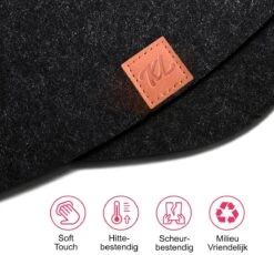 KitchenLove Placemats Set Van 6 - Vilt Stof - 31 X 38 Cm - Anti Slip Placemat - Hittebestendig - Rond - Zwart -KitchenAids Winkel 1200x1118