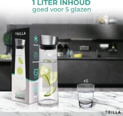 Grilla Karaf - 1000 Ml - Waterkan Met Deksel En Filter - Schenkkan - Waterkaraf -KitchenAids Winkel 1200x1131 5