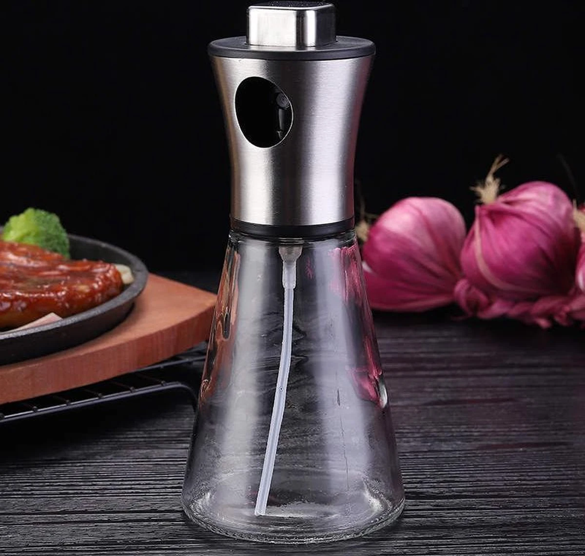 Robuuste Kwaliteit Oliespray RVS Inclusief Trechter - Azijnspray- Verstuiver 200ML- Olijfolie Spray - Avocado Olie Spray - Keuken Spray Olie - Keizer RVS 5 Robuuste Kwaliteit Oliespray RVS Inclusief Trechter - Azijnspray- Verstuiver 200ML- Olijfolie Spray - Avocado Olie Spray - Keuken Spray Olie - Keizer RVS - Afbeelding 3