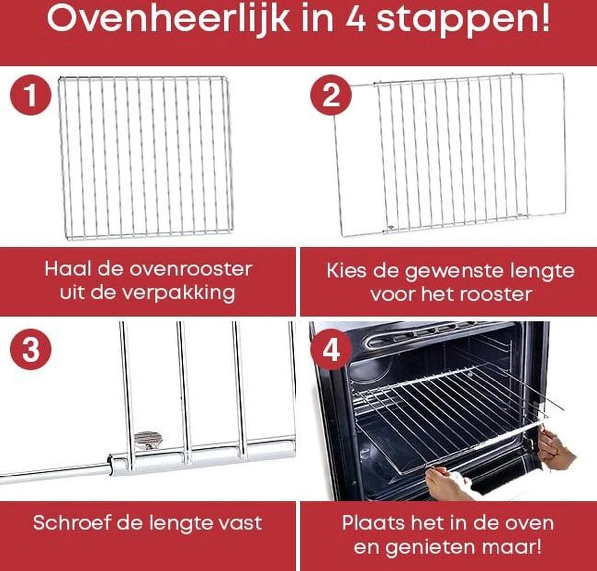 YUGN Oven Pakket – Universeel Rooster En Bakplaat Enorm Verstelbaar – Recept Voor Maken Van Heerlijke Gerechten - Met Gratis E-Book En Bakkwast -3 X 33 X 37-52 Cm 4 YUGN Oven Pakket – Universeel Rooster En Bakplaat Enorm Verstelbaar – Recept Voor Maken Van Heerlijke Gerechten - Met Gratis E-Book En Bakkwast -3 X 33 X 37-52 Cm - Afbeelding 2