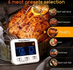 Aigostar 2-in-1 Magnetische Digitale Kern Thermometer Met Keuken Timer Alarm -0-250 Graden Celcius - Magnetische Vloeistof/Vlees Temperatuurmeter Met Meetsonde Draad & Kook Timer -KitchenAids Winkel 1200x1148 5