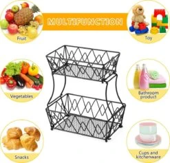 Cgoods Fruitschaal 2 Laags - Fruitschaal - Fruitmand - Fruitschaal Etagere - Schaal - Zwart -KitchenAids Winkel 1200x1153 9