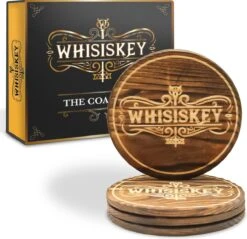 Whisiskey Onderzetters - Hout - Whisky Onderzetter - Onderzetters Voor Glazen - Onderzetters Design - Whiskey Glazen - Cadeau Voor Man & Vrouw