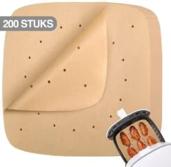 Consumerce® 200 Stuks Bakpapier Voor AirFryer XXL (23cm) – AirFryer Accesoires – AirFryer Bakpapier XXL – AirFryer Bakpapier XL – AirFryer Wegwerp Bakjes - AirFryer Bakpapier 100 Stuks – Heteluchtfriteuse