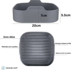 QiQi Airfryer Siliconen Bakje - Herbruikbaar - Voor XXL - 20 Cm X 20cm X 7cm (LxBxH) - Airfryer Accessoires - Alternatief Bakpapier -KitchenAids Winkel 1200x1182 7