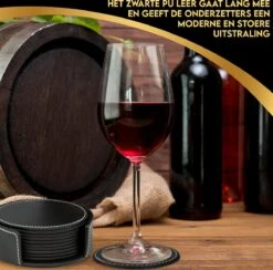 Vaja Trends Luxe Leren Onderzetters Voor Glazen - Met Houder - Set Van 16 - Zwart - Waterafstotend En Hittebestendig -KitchenAids Winkel 1200x1183