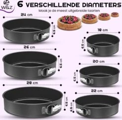 W&Z 6-delige Bakvorm Set - Springvorm - Cakevorm - Bakvormen - Taartvorm - 60 Bakpapieren -KitchenAids Winkel 1200x1183 6