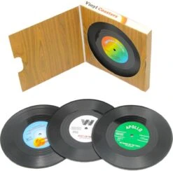 Merkloos Vinyl Platen Onderzetters Voor Glazen | LP Onderzetters (6 Stuks) | Onderzetters Met Anti-slip -KitchenAids Winkel 1200x1184 4