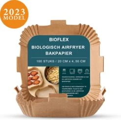 Bioflex Airfryer Bakpapier - Wegwerpbakjes 20 Tot 25cm - XXL - Airfryer Accessoires - 100 Stuks