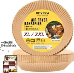 Beyeza Airfryer Bakpapier - Geschikt Voor Airfryer XL En XXL - Wegwerpbakjes - 20 Tot 23cm - 50 Stuks